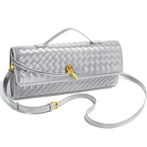 Silver Woven Clutch Bag - Picture 5 of 6